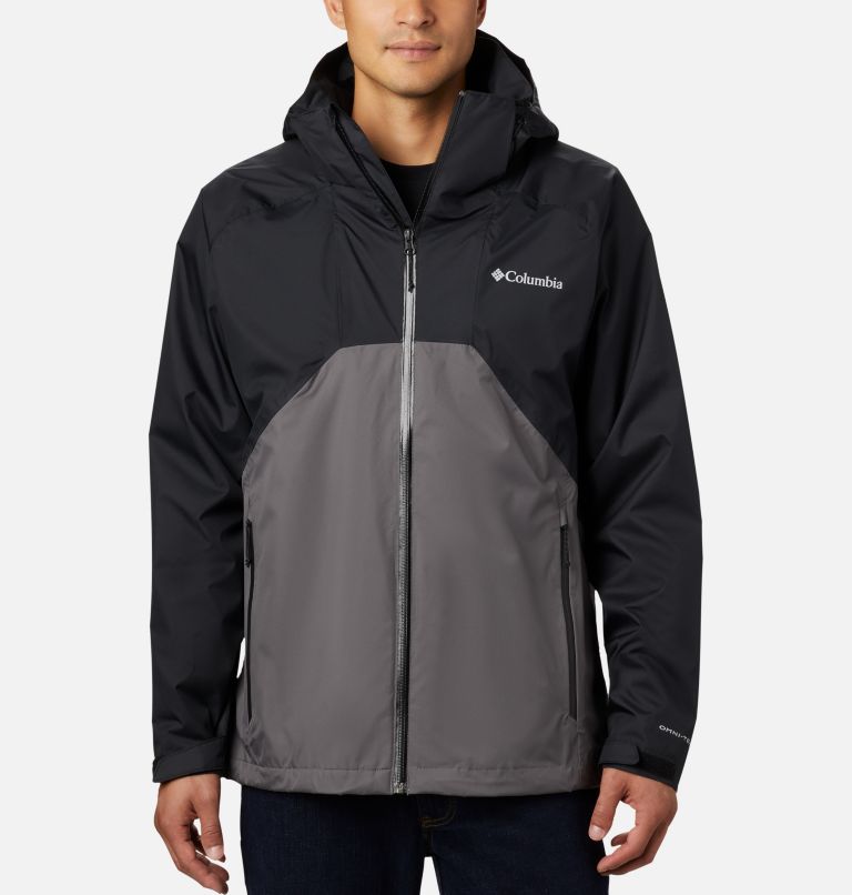 Grey Red Men's Columbia Rain Scape Rain Jacket | KNSZJG-753 - Columbia Outlet Online