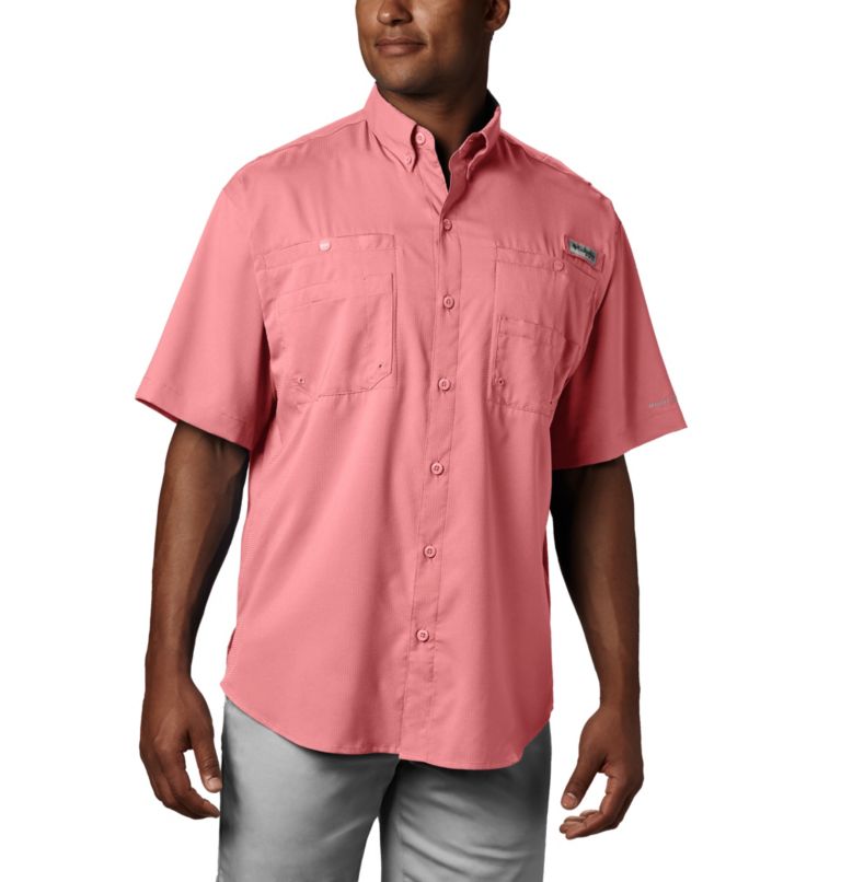 Pink Men's Columbia PFG Tamiami II Fishing Shirts | DSKCVO-075 - Columbia Outlet Online
