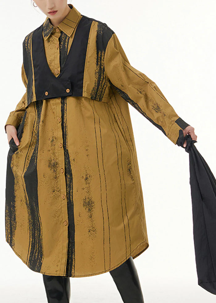 Art Coffee Oversized Patchwork Poor Handwriting Cotton Fake Two Piece Dress Spring - republicanstateiArt Coffee Oversized Patchwork Poor Handwriting Cotton Fake Two Piece Dress Spring - republicanstatei