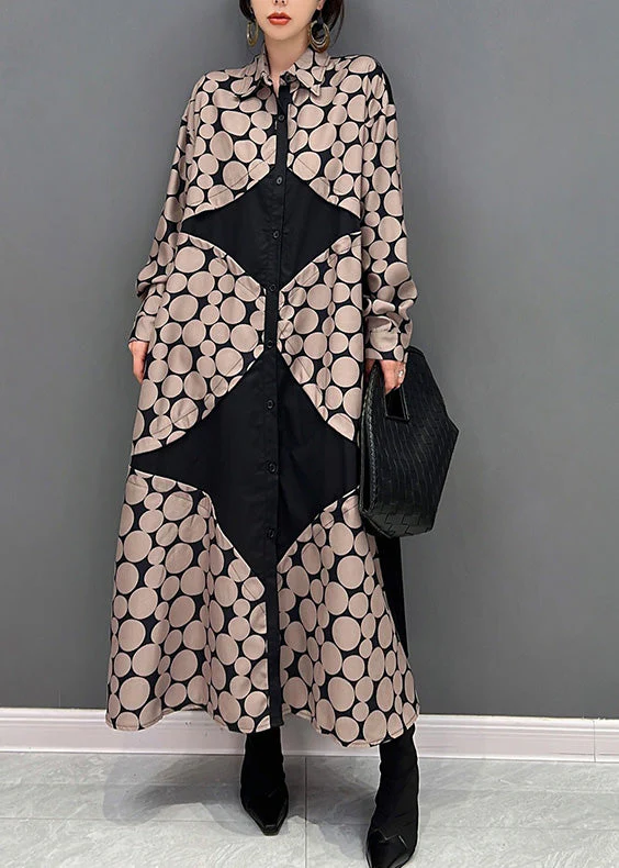Classy Peter Pan Collar Dot Button Vacation Maxi Shirts Dresses Spring - republicanstateiClassy Peter Pan Collar Dot Button Vacation Maxi Shirts Dresses Spring - republicanstatei