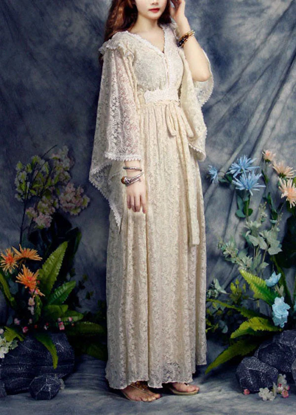 Beautiful Apricot V Neck Hollow Out Lace Vacation Cinch Dresses Spring - republicanstateiBeautiful Apricot V Neck Hollow Out Lace Vacation Cinch Dresses Spring - republicanstatei