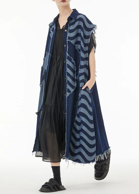 Boho Blue Asymmetrical Patchwork Cotton Denim Long Cardigans Sleeveless - republicanstateiBoho Blue Asymmetrical Patchwork Cotton Denim Long Cardigans Sleeveless - republicanstatei