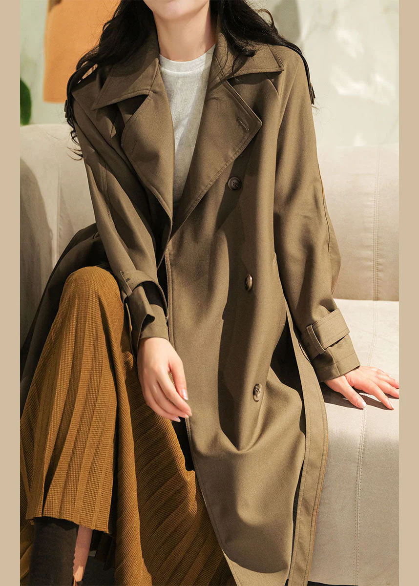 Italian Chocolate Peter Pan Collar Double Breast Sashes Cotton Trench Coat Fall - republicanstateiItalian Chocolate Peter Pan Collar Double Breast Sashes Cotton Trench Coat Fall - republicanstatei