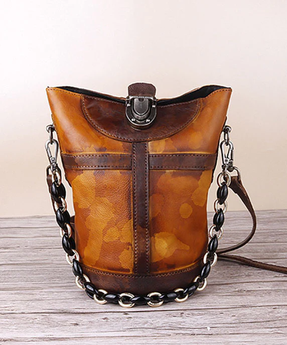 Organic Yellow Manual drip painting Paitings Calf Leather Messenger Bag - republicanstateiOrganic Yellow Manual drip painting Paitings Calf Leather Messenger Bag - republicanstatei