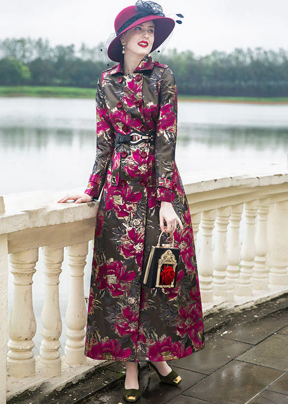 Boutique Rose Double Breast Print Fine Cotton Filled Womens Trench Winter - republicanstateiBoutique Rose Double Breast Print Fine Cotton Filled Womens Trench Winter - republicanstatei
