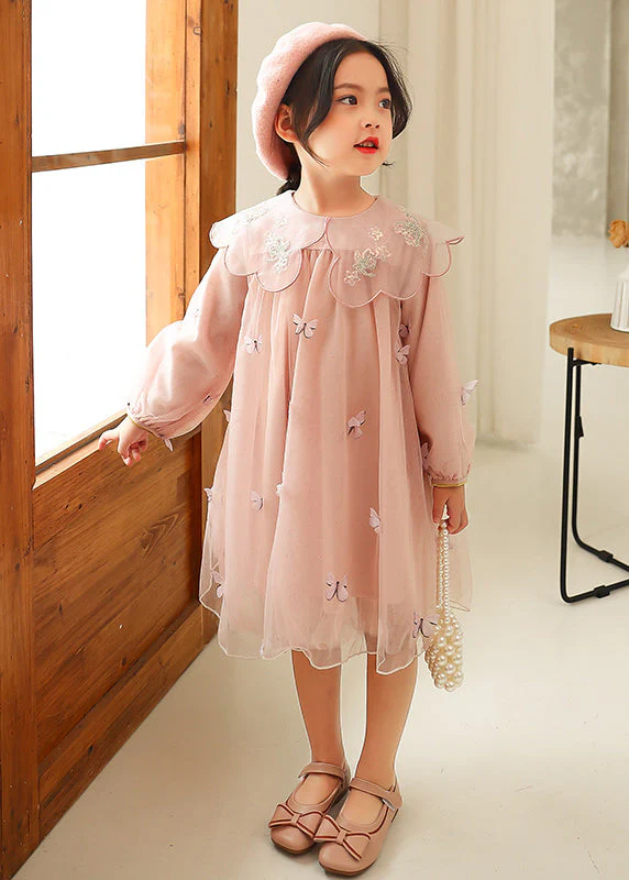 Style Pink Peter Pan Collar Butterfly Patchwork Tulle Baby Girls Dress Fall - republicanstateiStyle Pink Peter Pan Collar Butterfly Patchwork Tulle Baby Girls Dress Fall - republicanstatei