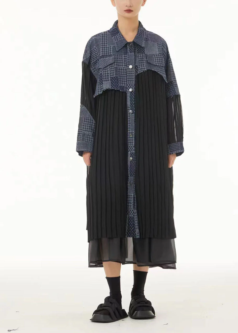 Plus Size Colorblock Oversized Denim Patchwork Wrinkled Chiffon Shirt Dresses Spring - republicanstateiPlus Size Colorblock Oversized Denim Patchwork Wrinkled Chiffon Shirt Dresses Spring - republicanstatei