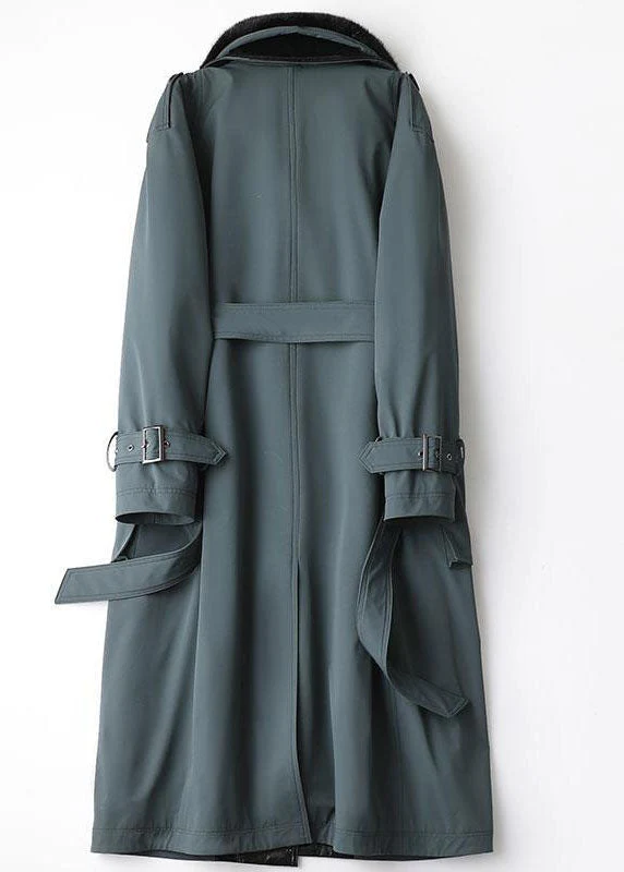 Beautiful Blue Fox collar Bouble Breast Pockets Sashes Leather And Fur Lengthen Parkas Winter - republicanstateiBeautiful Blue Fox collar Bouble Breast Pockets Sashes Leather And Fur Lengthen Parkas Winter - republicanstatei