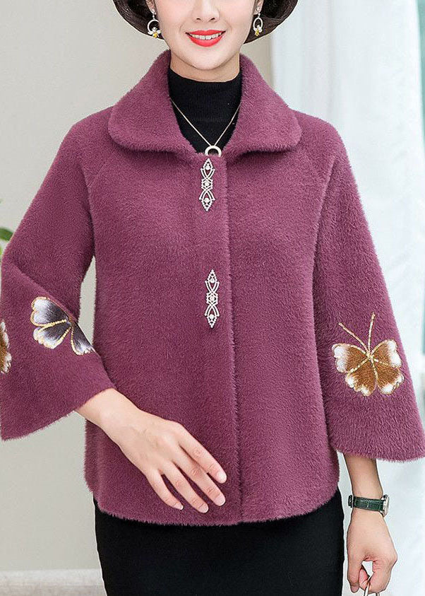 Light Purple Mink Hair Knitted Jackets Square Collar Embroideried Winter - republicanstateiLight Purple Mink Hair Knitted Jackets Square Collar Embroideried Winter - republicanstatei