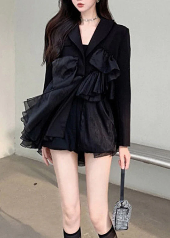 Sexy Black Notched Asymmetrical Patchwork Mini Pleated Dress Long Sleeve - republicanstateiSexy Black Notched Asymmetrical Patchwork Mini Pleated Dress Long Sleeve - republicanstatei