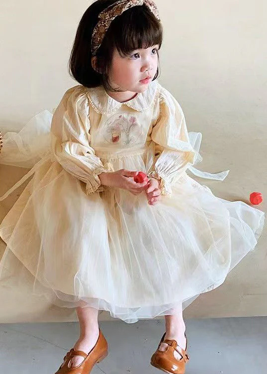 Lovely Beige Peter Pan Collar Patchwork Tulle Baby Girls Princess Dresses Fall - republicanstateiLovely Beige Peter Pan Collar Patchwork Tulle Baby Girls Princess Dresses Fall - republicanstatei