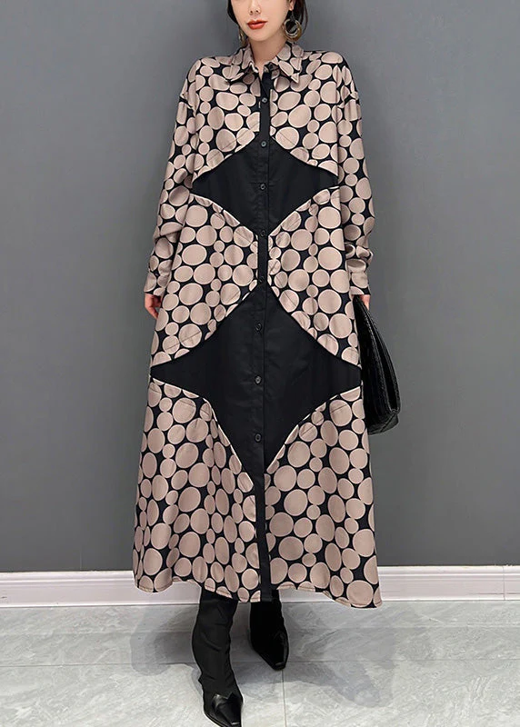 Classy Peter Pan Collar Dot Button Vacation Maxi Shirts Dresses Spring - republicanstateiClassy Peter Pan Collar Dot Button Vacation Maxi Shirts Dresses Spring - republicanstatei