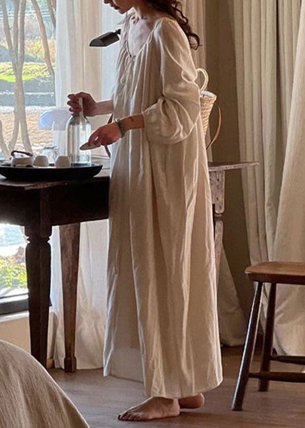 Boutique White Wrinkled Lace Up Patchwork Cotton Long Dresses Long Sleeve - republicanstateiBoutique White Wrinkled Lace Up Patchwork Cotton Long Dresses Long Sleeve - republicanstatei