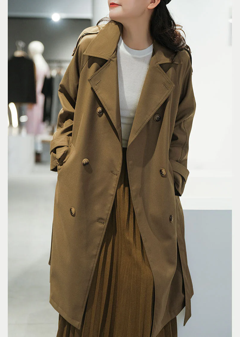 Italian Chocolate Peter Pan Collar Double Breast Sashes Cotton Trench Coat Fall - republicanstateiItalian Chocolate Peter Pan Collar Double Breast Sashes Cotton Trench Coat Fall - republicanstatei