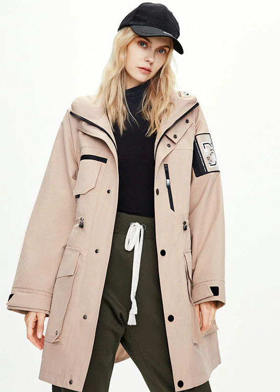 Classy Khaki Turn-down Collar Zippered Drawstring Cotton Overalls Jacket Spring - republicanstateiClassy Khaki Turn-down Collar Zippered Drawstring Cotton Overalls Jacket Spring - republicanstatei
