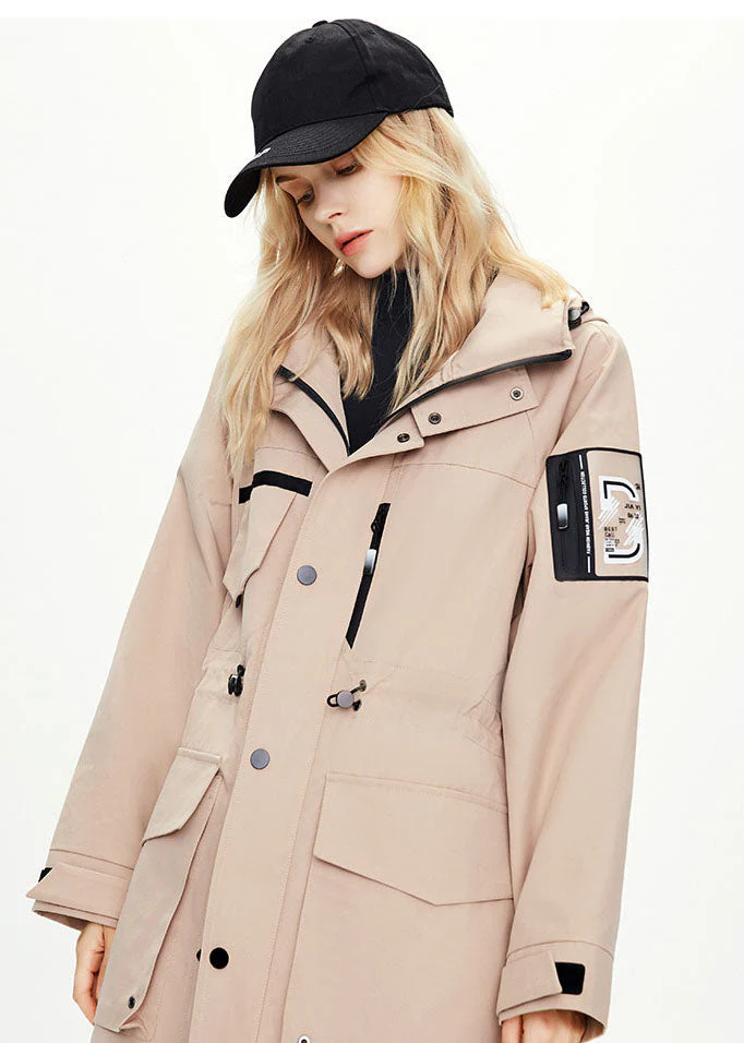 Classy Khaki Turn-down Collar Zippered Drawstring Cotton Overalls Jacket Spring - republicanstateiClassy Khaki Turn-down Collar Zippered Drawstring Cotton Overalls Jacket Spring - republicanstatei