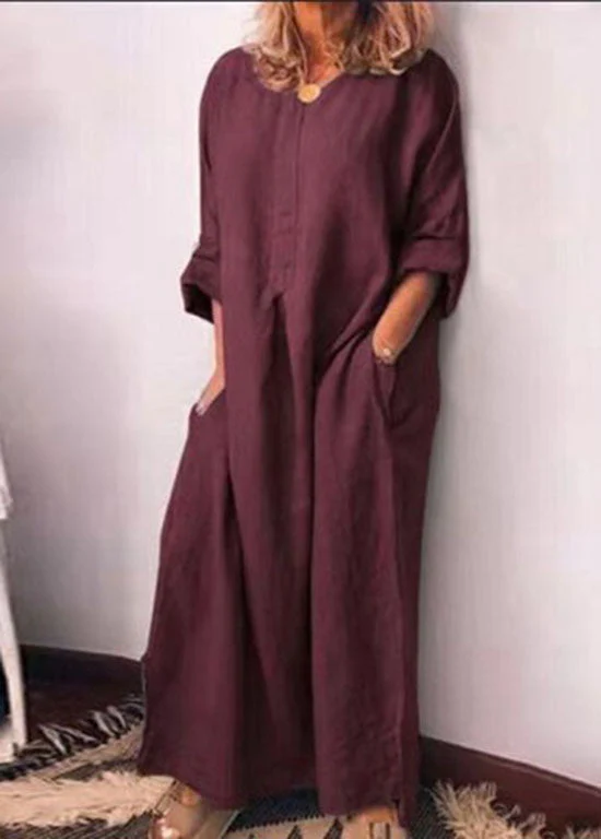 Italian Mulberry O Neck Patchwork Side Open Cotton Long Dresses Spring - republicanstateiItalian Mulberry O Neck Patchwork Side Open Cotton Long Dresses Spring - republicanstatei