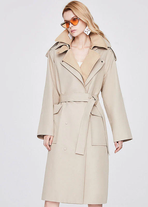 Fitted Khaki Double-Layer Collar Patchwork Cotton Fake Two Piece Single Breasted Trench Spring - republicanstateiFitted Khaki Double-Layer Collar Patchwork Cotton Fake Two Piece Single Breasted Trench Spring - republicanstatei