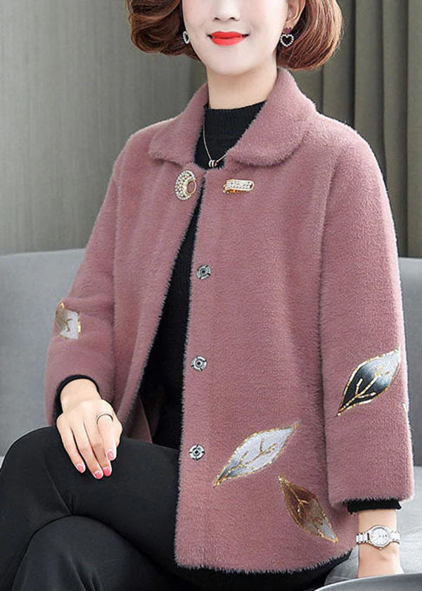 Fashion Pink Turn-down Collar Embroideried Thick Mink Hair Velvet Coats Winter - republicanstateiFashion Pink Turn-down Collar Embroideried Thick Mink Hair Velvet Coats Winter - republicanstatei