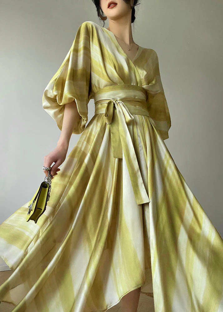 Beautiful Light Green V Neck Asymmetrical Exra Large Hem Silk Cinch Dresses Puff Sleeve - republicanstateiBeautiful Light Green V Neck Asymmetrical Exra Large Hem Silk Cinch Dresses Puff Sleeve - republicanstatei