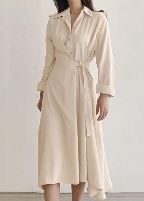 Natural Apricot Peter Pan Collar Wrinkled Patchwork Cotton Dresses Spring - republicanstateiNatural Apricot Peter Pan Collar Wrinkled Patchwork Cotton Dresses Spring - republicanstatei