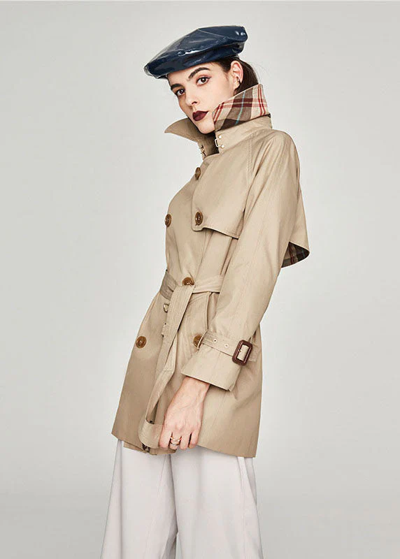 Plus Size Khaki Peter Pan Collar Sashes Cotton Double Breasted Trench Spring - republicanstateiPlus Size Khaki Peter Pan Collar Sashes Cotton Double Breasted Trench Spring - republicanstatei