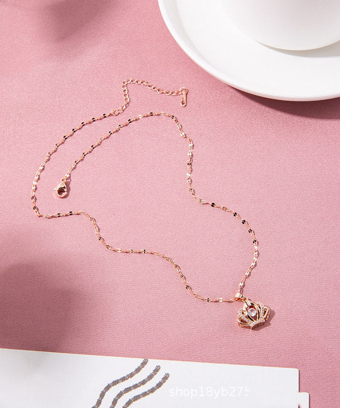 Elegant Rose Gold Copper Overgild Zircon 18K Gold Crown Pendant Necklace - republicanstateiElegant Rose Gold Copper Overgild Zircon 18K Gold Crown Pendant Necklace - republicanstatei