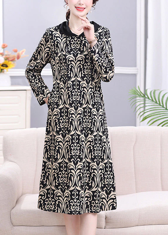 Bohemian Leopard Peter Pan Collar Print Drawstring Hooded Long Dress Long Sleeve - republicanstateiBohemian Leopard Peter Pan Collar Print Drawstring Hooded Long Dress Long Sleeve - republicanstatei