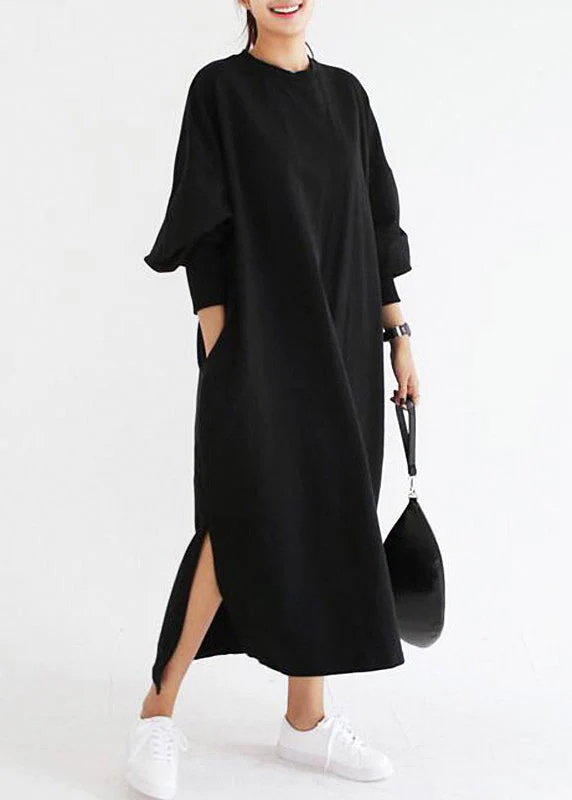 Casual Women Crew Neck Batwing Sleeve Striped Black Long Sweatshirt Dress - republicanstateiCasual Women Crew Neck Batwing Sleeve Striped Black Long Sweatshirt Dress - republicanstatei