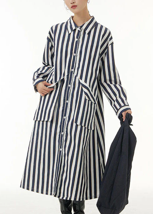 Unique White Peter Pan Collar Striped Pockets Patchwork Cotton Shirts Dress Spring - republicanstateiUnique White Peter Pan Collar Striped Pockets Patchwork Cotton Shirts Dress Spring - republicanstatei