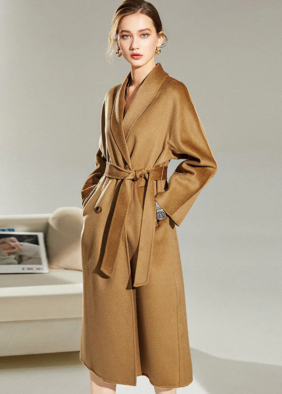 Italian Light Camel Turn-down Collar Double Breast Woolen Cinch Coat Winter - republicanstateiItalian Light Camel Turn-down Collar Double Breast Woolen Cinch Coat Winter - republicanstatei