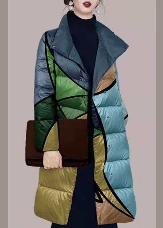 Bohemian Colorblock Stand Collar Print Fine Cotton Filled Puffers Jackets Winter - republicanstateiBohemian Colorblock Stand Collar Print Fine Cotton Filled Puffers Jackets Winter - republicanstatei