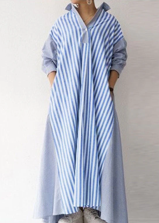 European And American Style Black Peter Pan Collar Striped Cotton Shirts Dress Spring - republicanstateiEuropean And American Style Black Peter Pan Collar Striped Cotton Shirts Dress Spring - republicanstatei