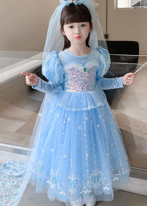 Cute Blue Ruffled Sequins Patchwork Tulle Kids Girls Princess Dresses Fall - republicanstateiCute Blue Ruffled Sequins Patchwork Tulle Kids Girls Princess Dresses Fall - republicanstatei