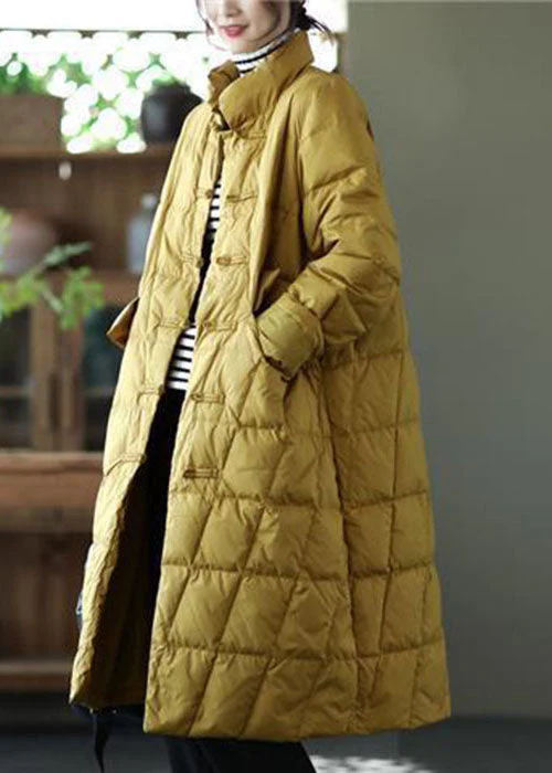 Beautiful Yellow Stand Collar Oriental Button Solid Duck Down Puffer Coat Winter - republicanstateiBeautiful Yellow Stand Collar Oriental Button Solid Duck Down Puffer Coat Winter - republicanstatei