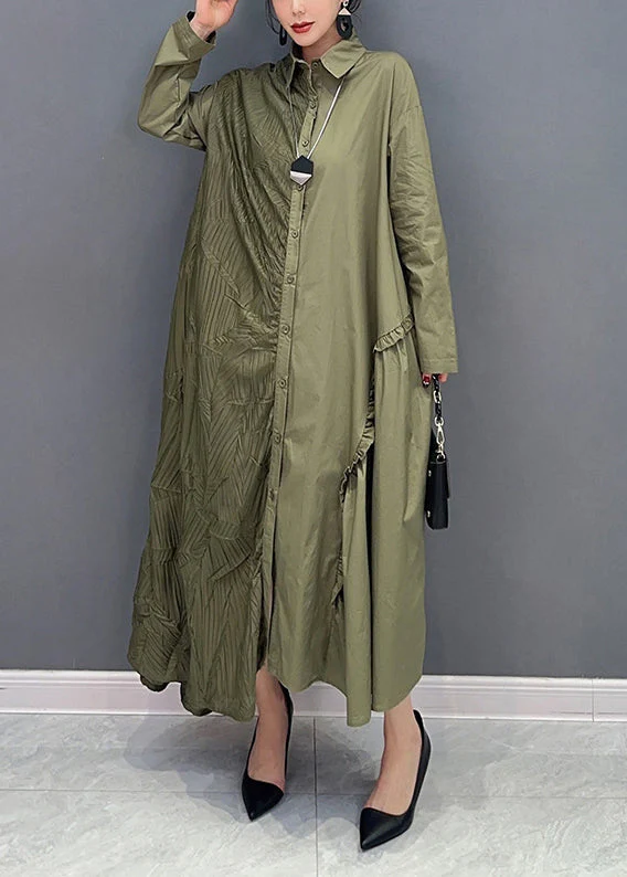 Fine Green Asymmetrical Patchwork Ruffled Wrinkled Maxi Dresses Spring - republicanstateiFine Green Asymmetrical Patchwork Ruffled Wrinkled Maxi Dresses Spring - republicanstatei