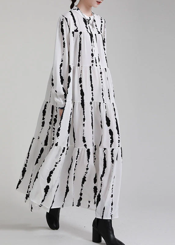 Boutique White Print Patchwork Asymmetrical Design Fall Vacation Dresses Long sleeve - republicanstateiBoutique White Print Patchwork Asymmetrical Design Fall Vacation Dresses Long sleeve - republicanstatei