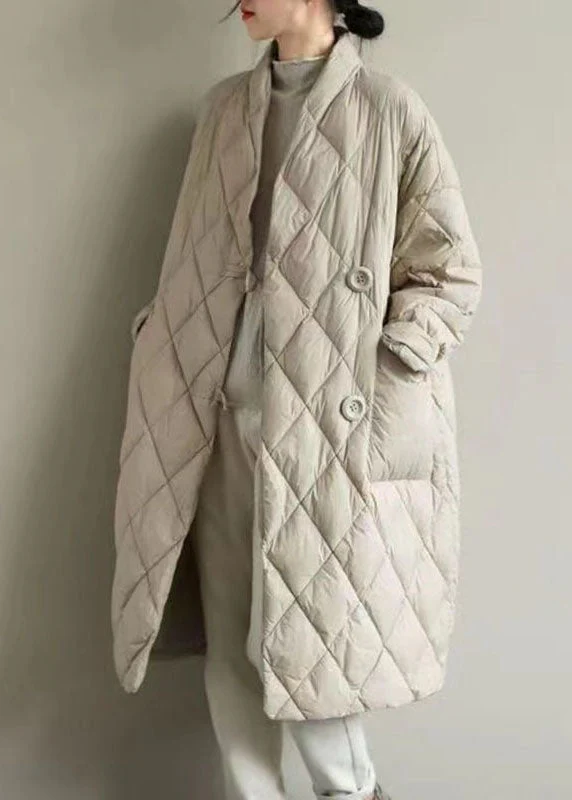 Elegant Apricot V Neck Pockets Fine Cotton Filled Puffers Jackets Winter - republicanstateiElegant Apricot V Neck Pockets Fine Cotton Filled Puffers Jackets Winter - republicanstatei