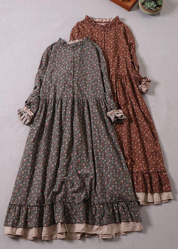 Boho Grey Ruffles Ruffled Patchwork Fall Print Long Dresses Long sleeve - republicanstateiBoho Grey Ruffles Ruffled Patchwork Fall Print Long Dresses Long sleeve - republicanstatei