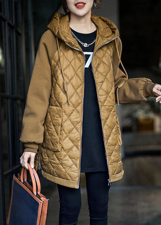 Boutique Yellow Hooded Patchwork Fine Cotton Filled Puffer Jacket Winter - republicanstateiBoutique Yellow Hooded Patchwork Fine Cotton Filled Puffer Jacket Winter - republicanstatei