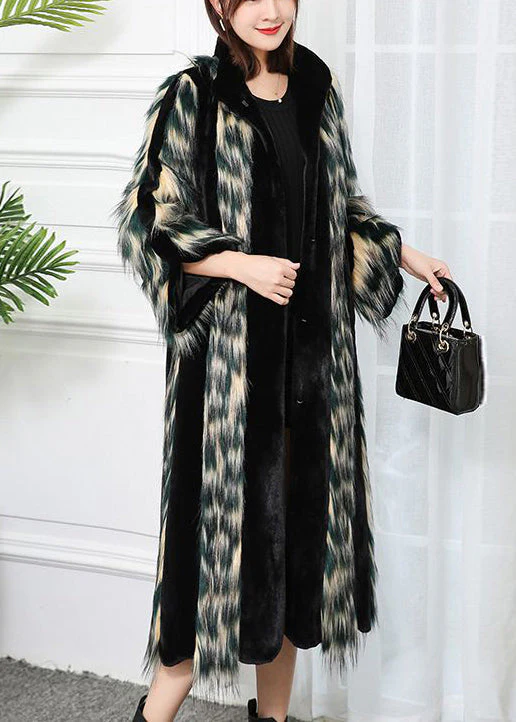 Plus Size Gradient Color Striped Patchwork Faux Leather And Fur Coat Outwear Winter - republicanstateiPlus Size Gradient Color Striped Patchwork Faux Leather And Fur Coat Outwear Winter - republicanstatei