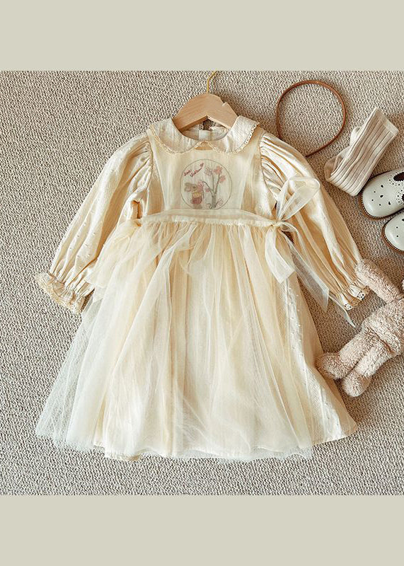 Lovely Beige Peter Pan Collar Patchwork Tulle Baby Girls Princess Dresses Fall - republicanstateiLovely Beige Peter Pan Collar Patchwork Tulle Baby Girls Princess Dresses Fall - republicanstatei