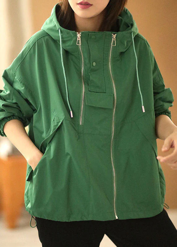 Bohemian Green Oversized Zippered Drawstring Cotton Hooded Coat Long Sleeve - republicanstateiBohemian Green Oversized Zippered Drawstring Cotton Hooded Coat Long Sleeve - republicanstatei