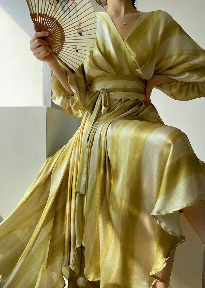 Beautiful Light Green V Neck Asymmetrical Exra Large Hem Silk Cinch Dresses Puff Sleeve - republicanstateiBeautiful Light Green V Neck Asymmetrical Exra Large Hem Silk Cinch Dresses Puff Sleeve - republicanstatei
