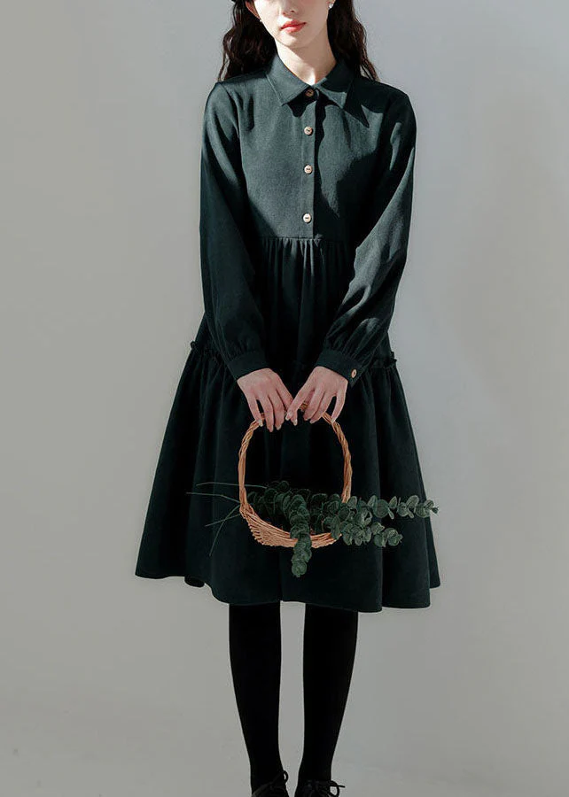 Green Patchwork Corduroy Long Dresses Ruffled Exra Large Hem Long Sleeve - republicanstateiGreen Patchwork Corduroy Long Dresses Ruffled Exra Large Hem Long Sleeve - republicanstatei