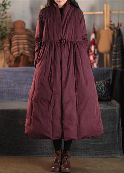 Plus Size Mulberry V Neck Embroideried Pockets Duck Down Women Witner Coats - republicanstateiPlus Size Mulberry V Neck Embroideried Pockets Duck Down Women Witner Coats - republicanstatei