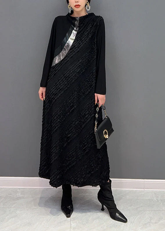 Original Design Black Stand Collar Patchwork Wear On Both Sides Holiday Dress Spring - republicanstateiOriginal Design Black Stand Collar Patchwork Wear On Both Sides Holiday Dress Spring - republicanstatei