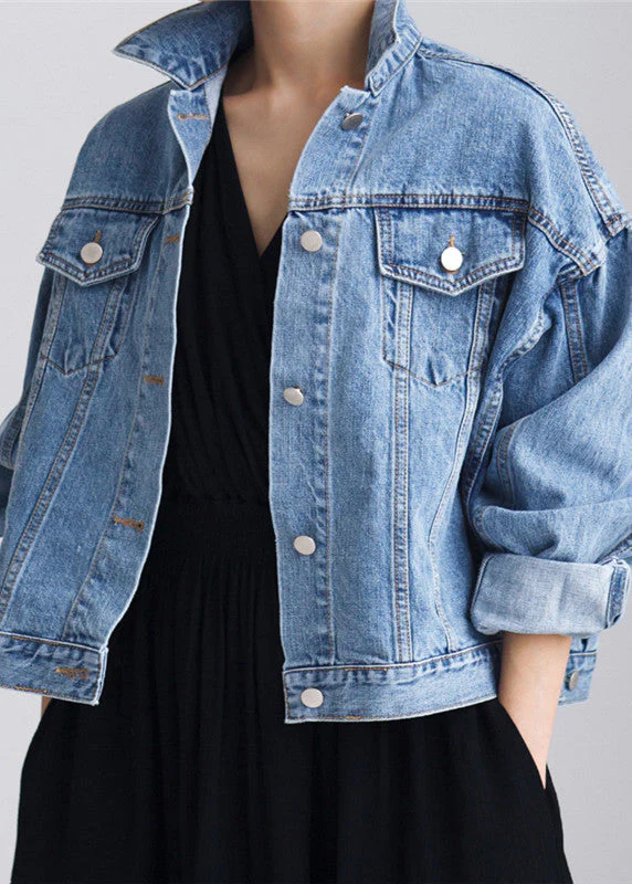 Unique Denim Blue Peter Pan Collar Button Pockets Patchwork Coats Long Sleeve - republicanstateiUnique Denim Blue Peter Pan Collar Button Pockets Patchwork Coats Long Sleeve - republicanstatei