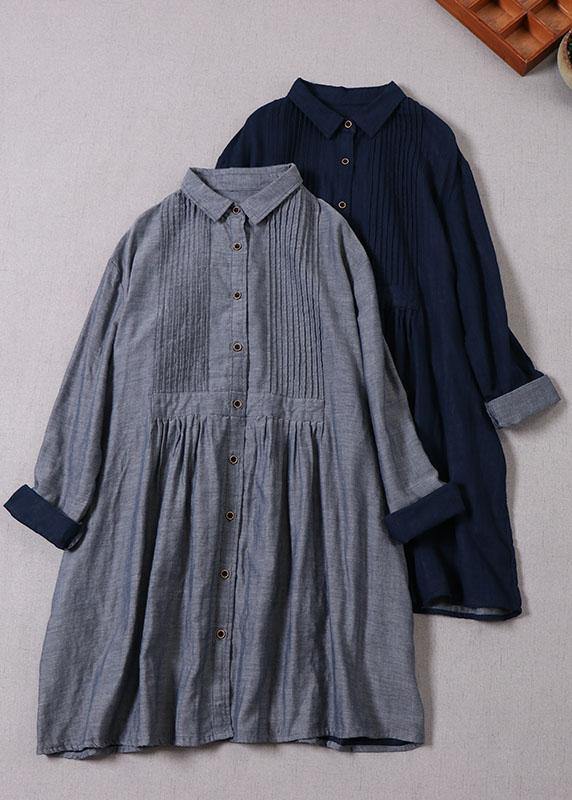 Style Grey PeterPan Collar Pockets Button Fall Maxi Dresses Long sleeve - republicanstateiStyle Grey PeterPan Collar Pockets Button Fall Maxi Dresses Long sleeve - republicanstatei
