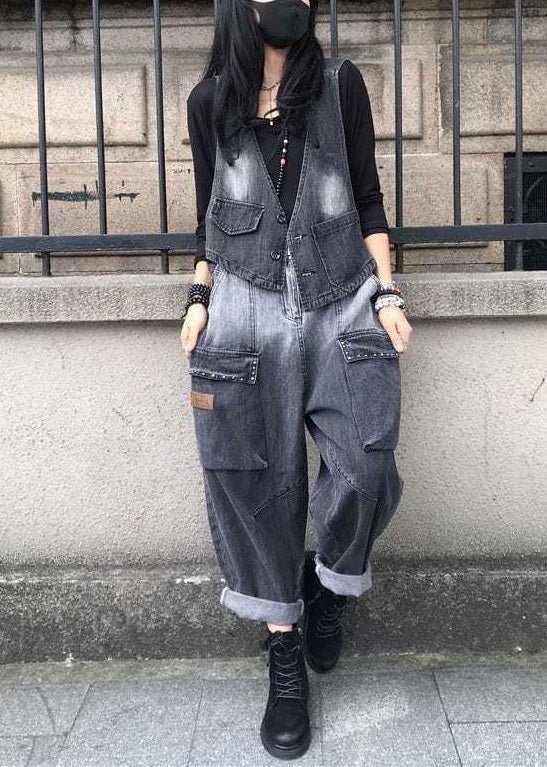 Gradient Color Black V Neck Patchwork Waistcoat And Harem Pants Two Pieces Set Spring - republicanstateiGradient Color Black V Neck Patchwork Waistcoat And Harem Pants Two Pieces Set Spring - republicanstatei